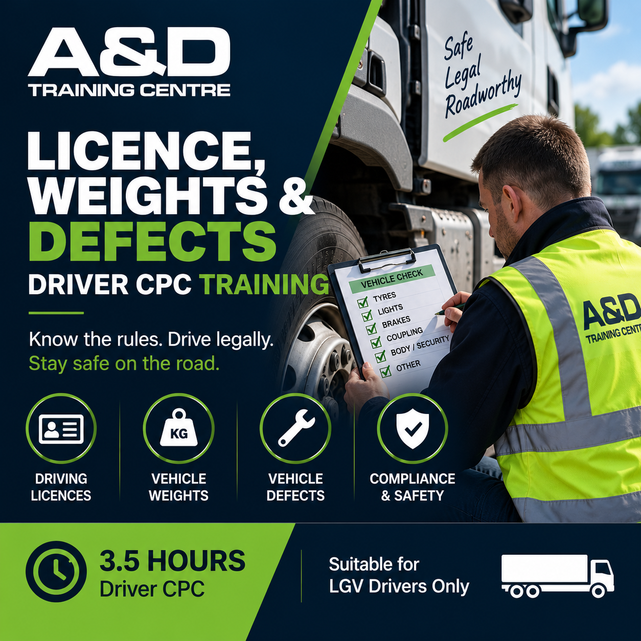 Drivers CPC - Licence, Weights & Defects - 3.5 Hours