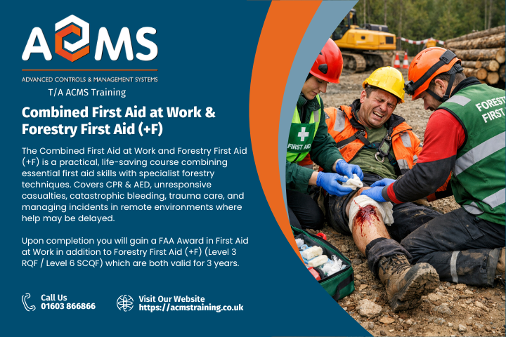 Combined First Aid at Work and Forestry First Aid (FAW+F) - FAA Level 3 (Level 6 in Scotland) Award - 3 day