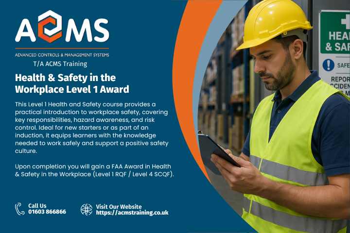 DISTANCE LEARNING - Health & Safety in the Workplace - FAA Level 1 (Level 4 in Scotland) Award - half day